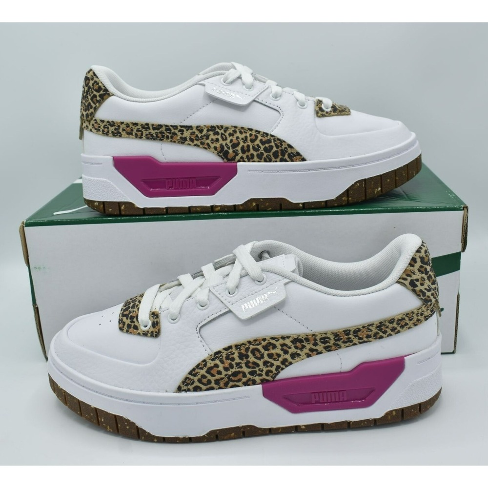 Puma Cali Dream Leopard Sneakers Women 8 White Pink New Chunky Platform